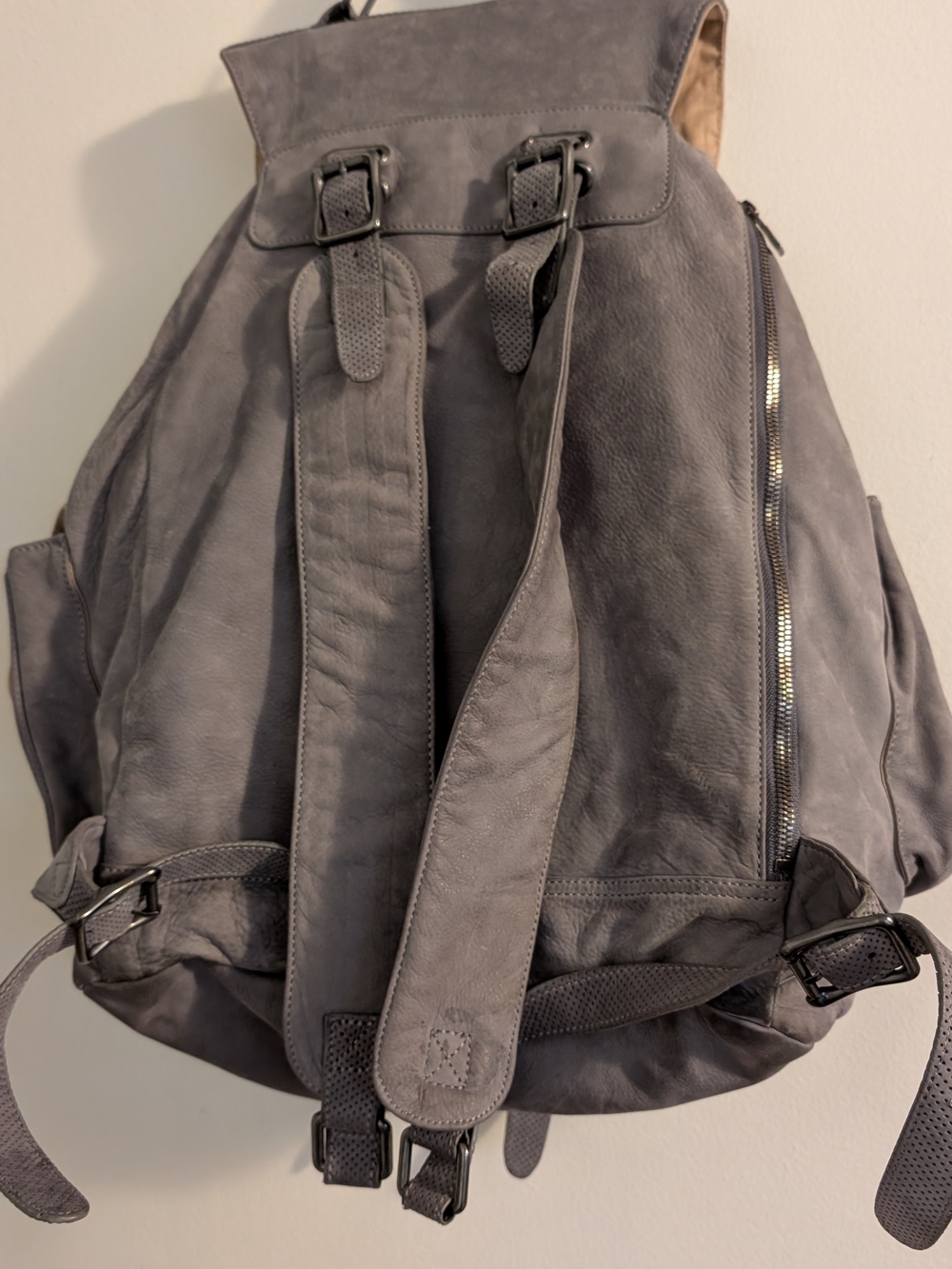 adidas Gray Suede-Style Drawstring Backpack with Buckle Straps - Picture 7 of 14